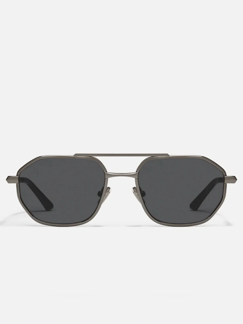 NWT QUAY EnRoute Unisex Black Hexagon Sunglasses Gunmetal frame
